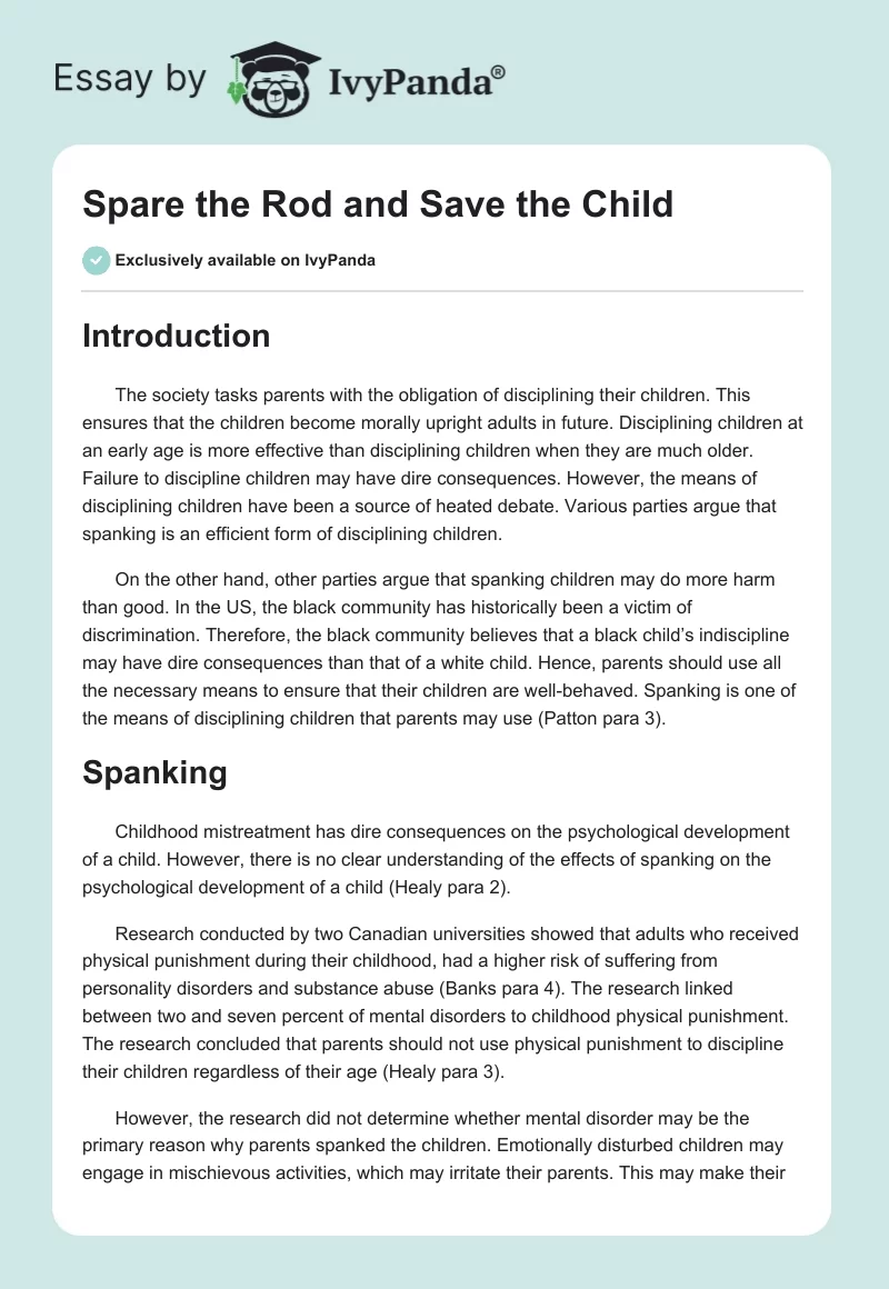 Spare the Rod and Save the Child. Page 1