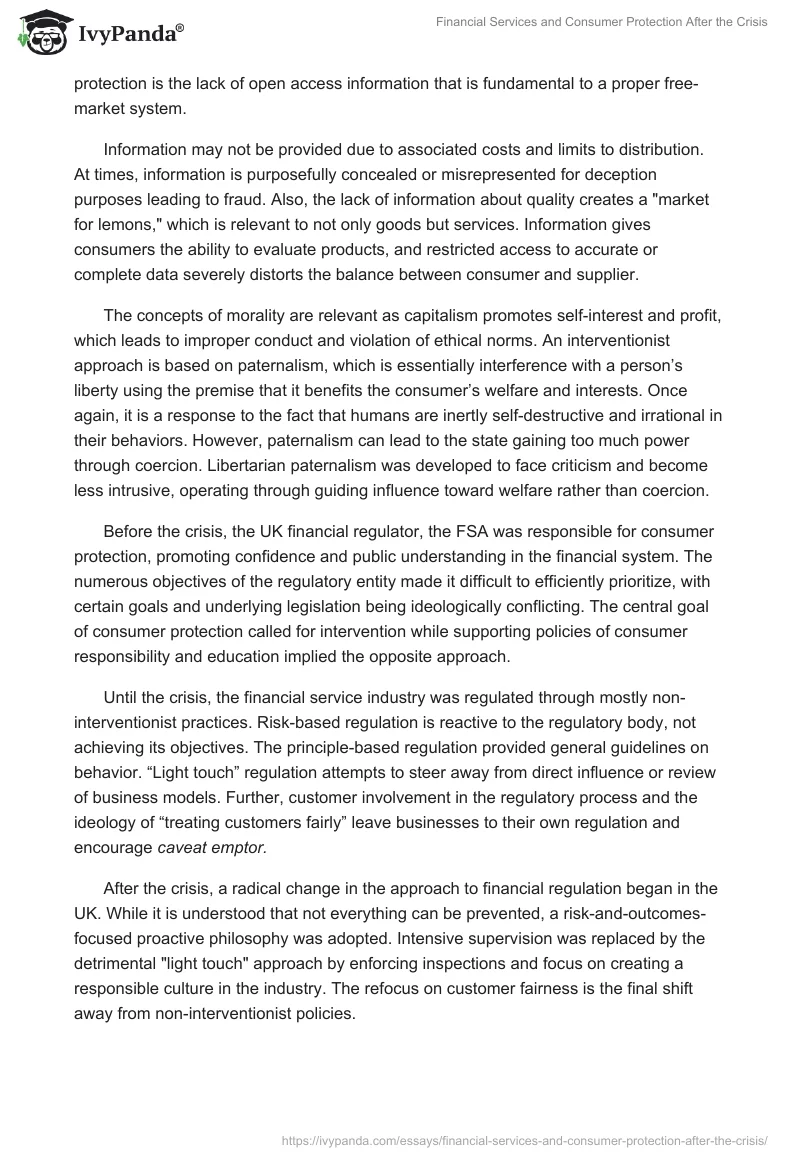 Financial Services and Consumer Protection After the Crisis. Page 2