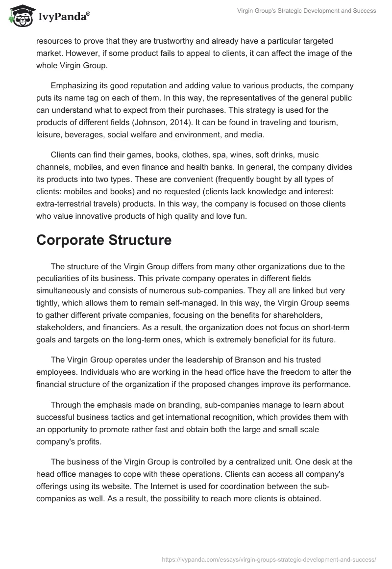 Virgin Group's Strategic Development and Success. Page 3