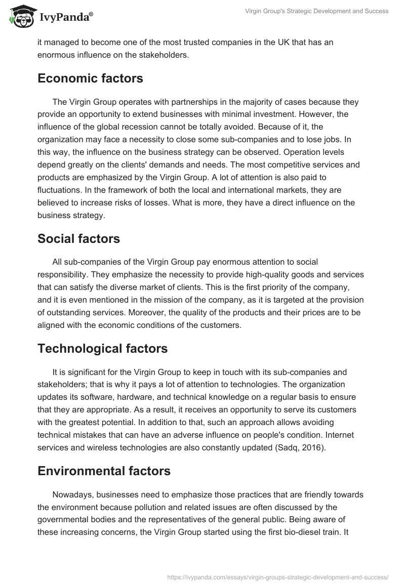 Virgin Group's Strategic Development and Success. Page 5
