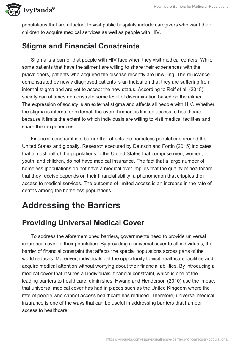 Healthcare Barriers for Particular Populations. Page 2