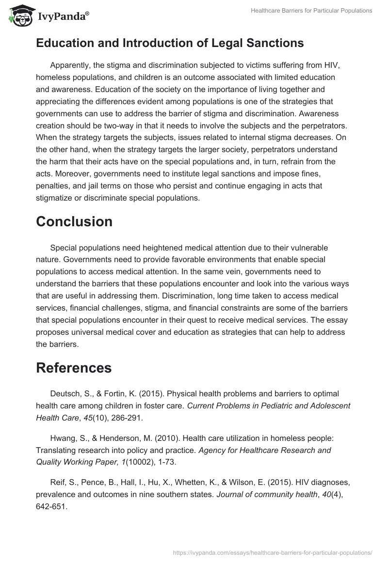 Healthcare Barriers for Particular Populations. Page 3