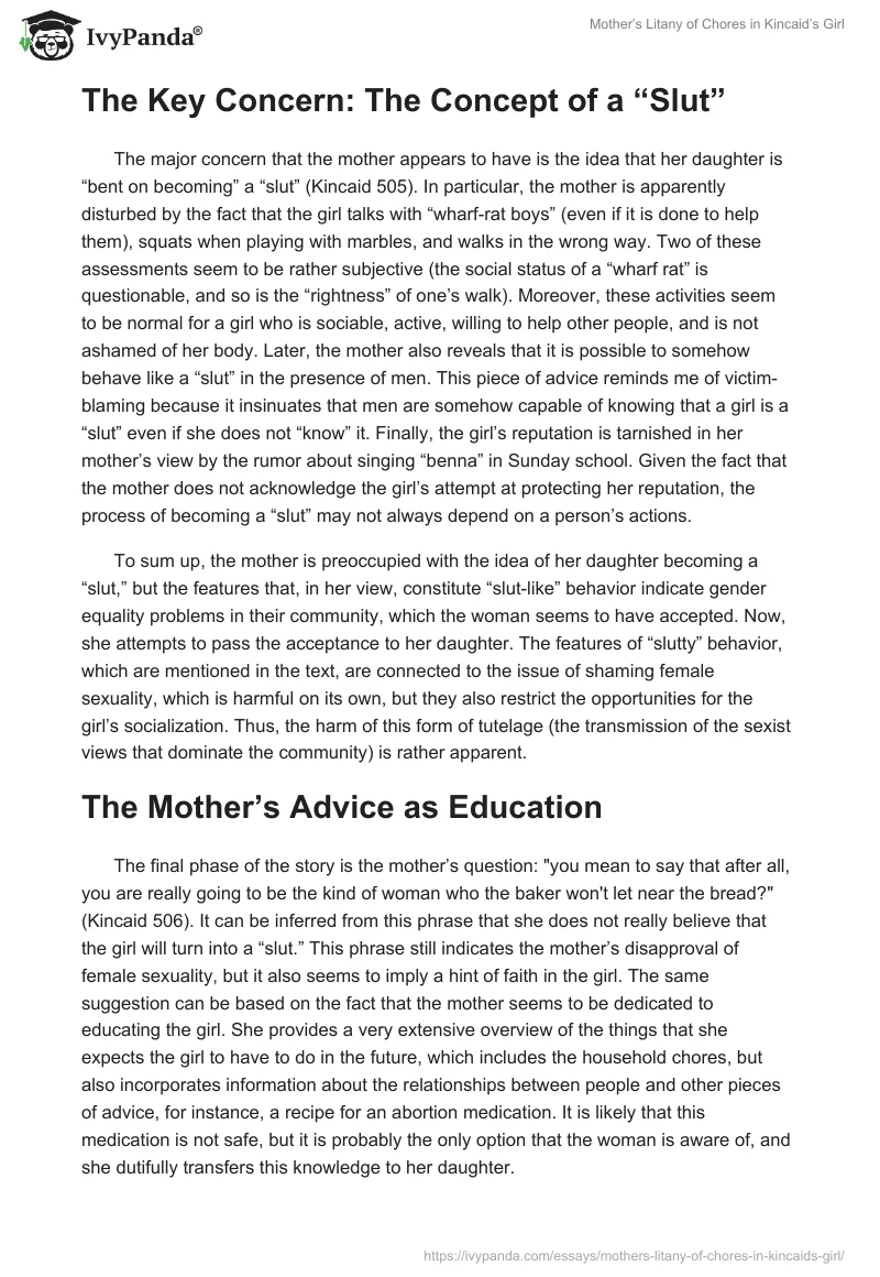 Mother’s Litany of Chores in Kincaid’s "Girl". Page 2