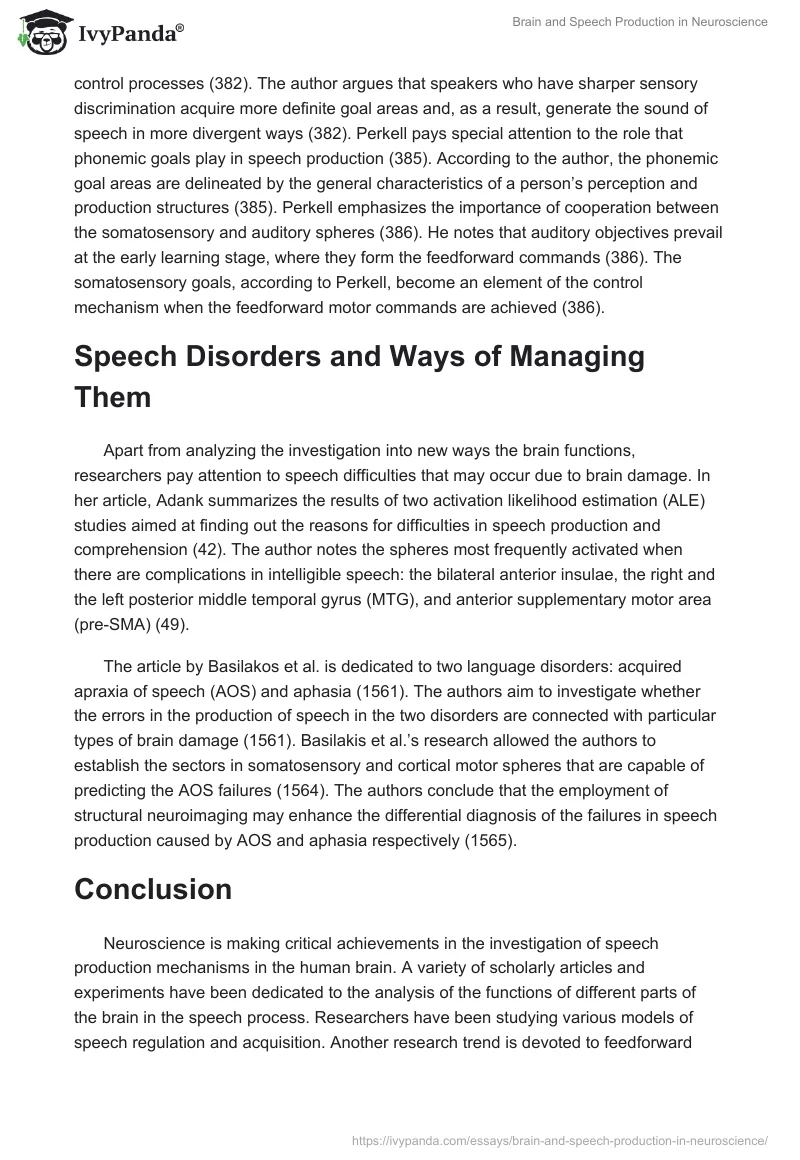 Brain and Speech Production in Neuroscience. Page 3