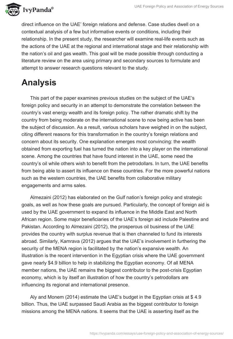 UAE Foreign Policy and Association of Energy Sources. Page 5