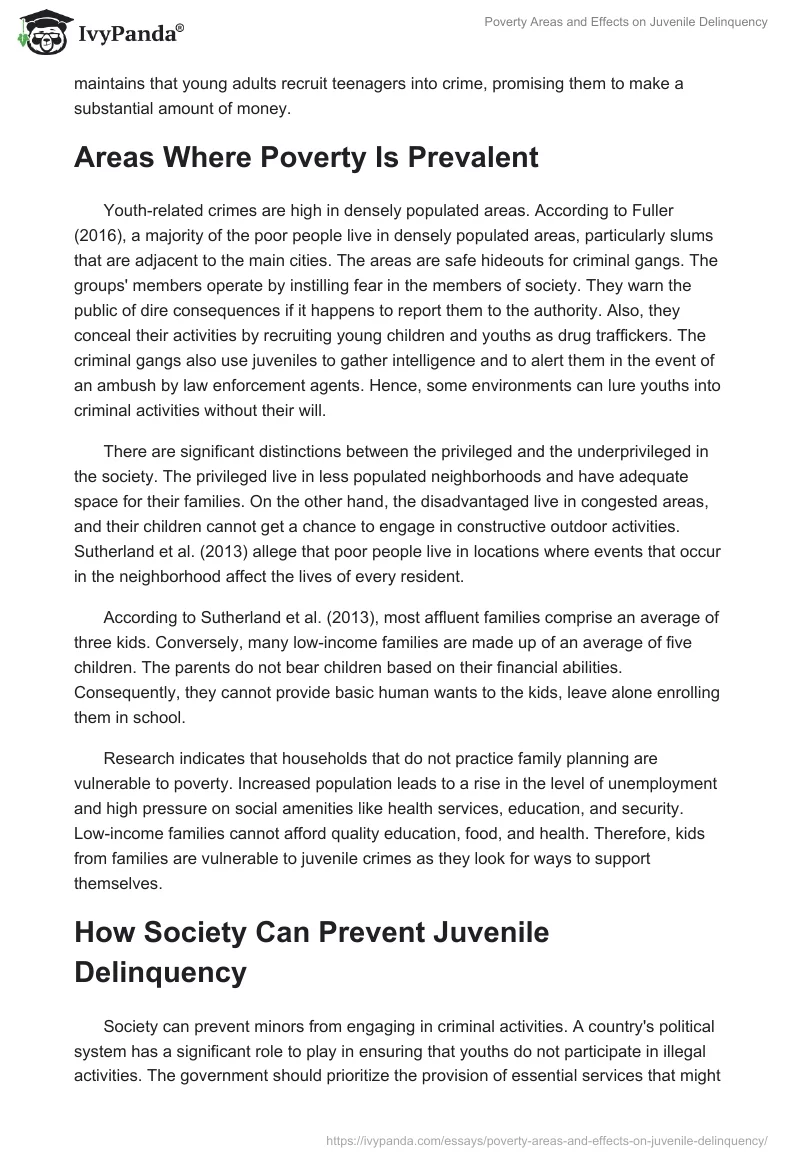 Poverty Areas and Effects on Juvenile Delinquency. Page 3