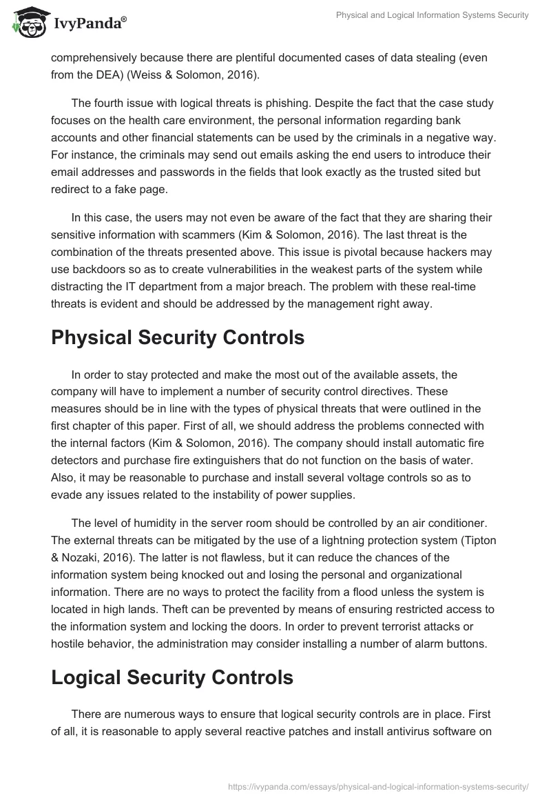 Physical and Logical Information Systems Security. Page 3