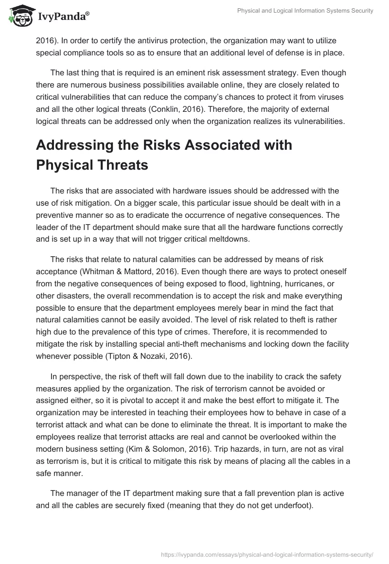 Physical and Logical Information Systems Security. Page 5