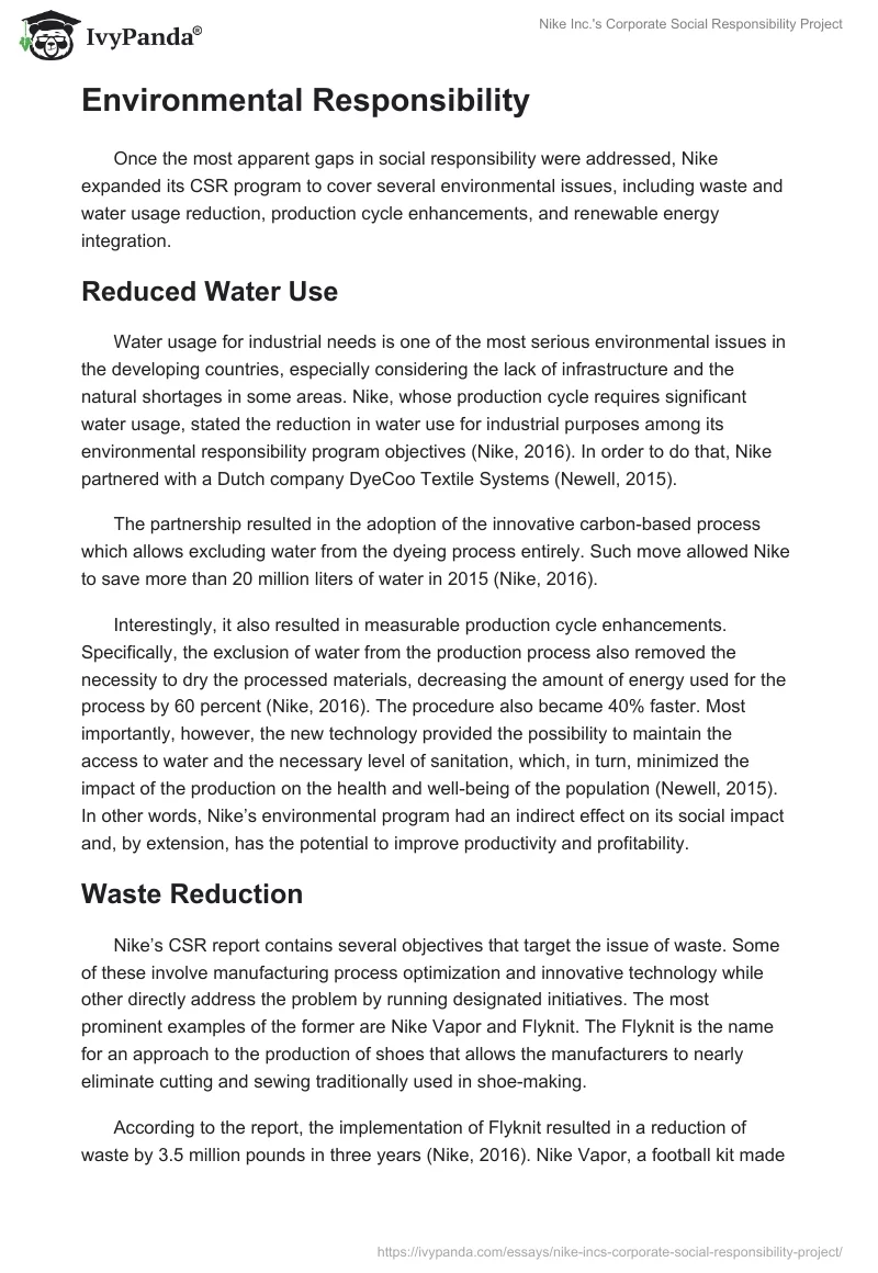 Nike Inc.'s Corporate Social Responsibility Project. Page 5