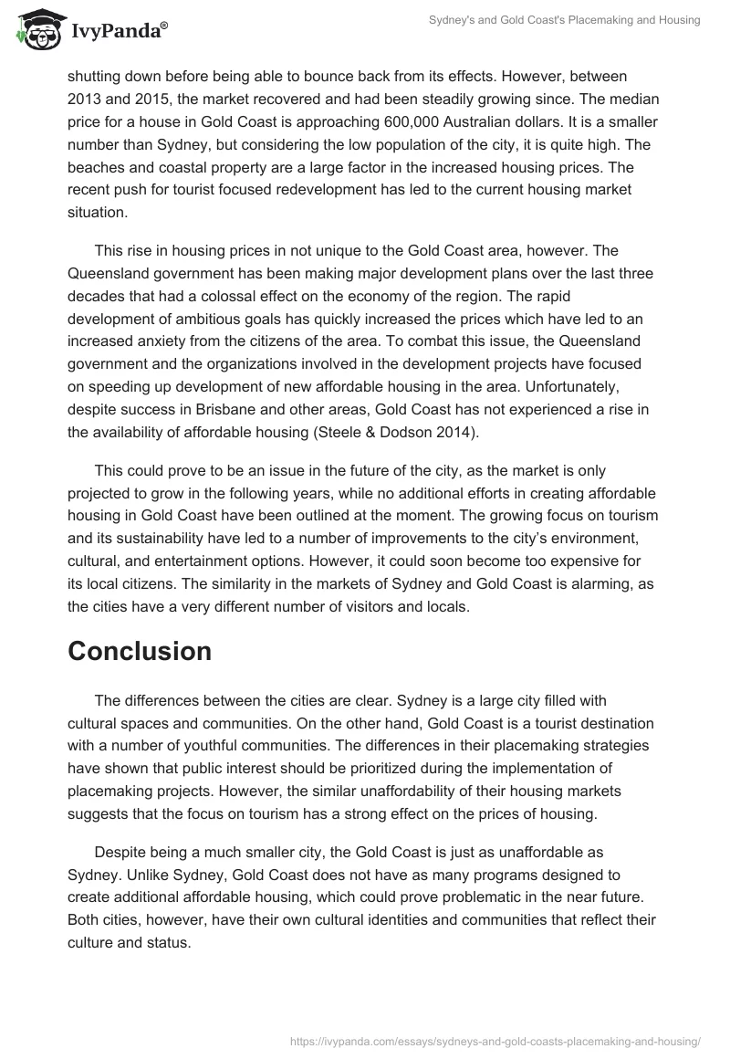 Sydney's and Gold Coast's Placemaking and Housing. Page 4