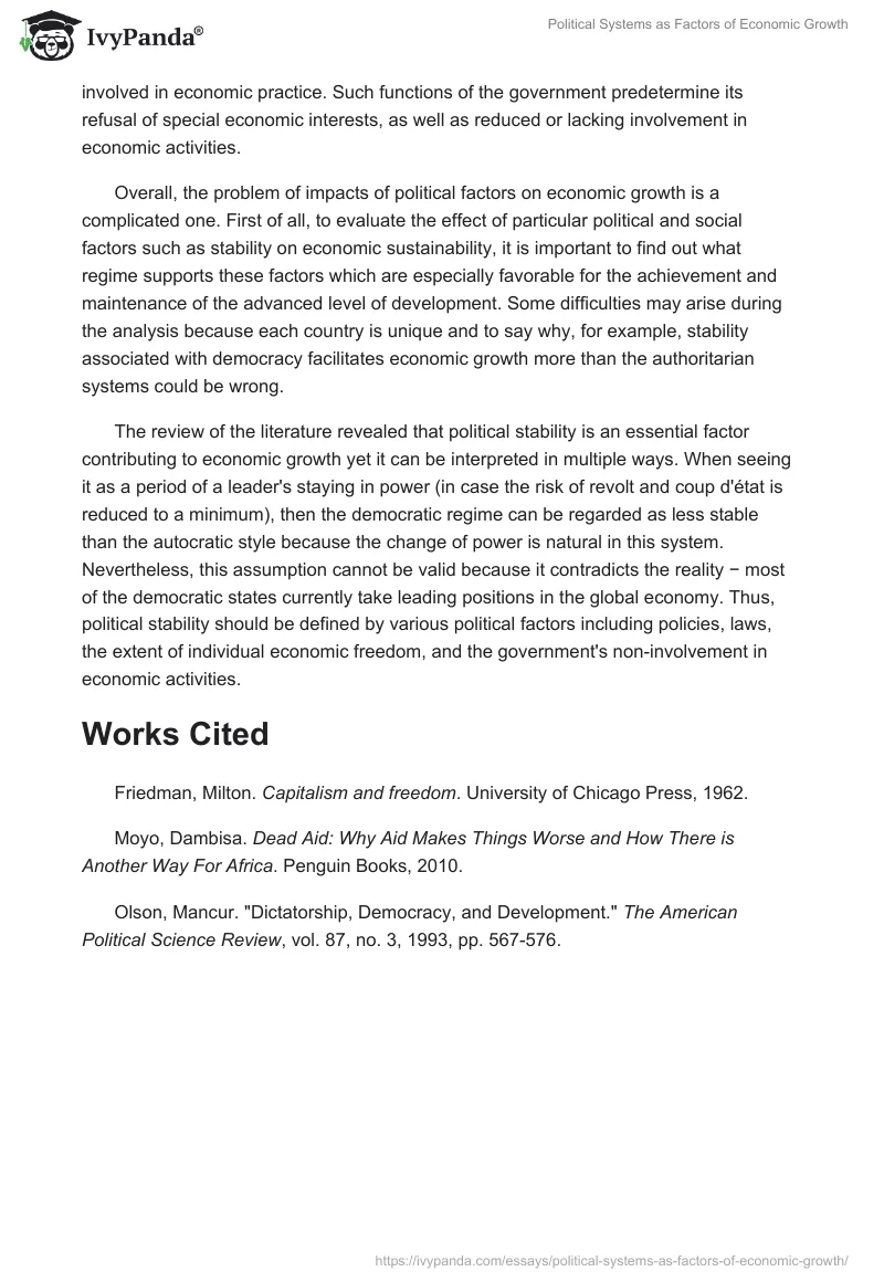 Political Systems as Factors of Economic Growth. Page 4
