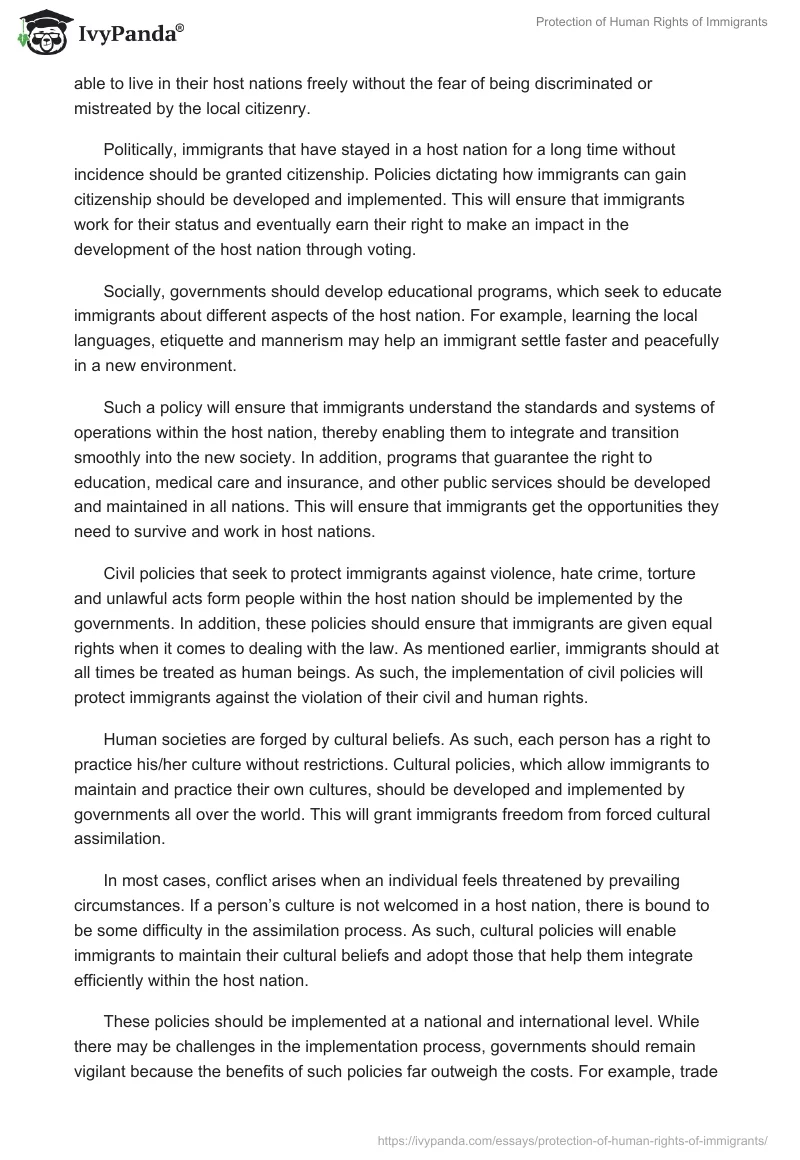 Protection of Human Rights of Immigrants. Page 2