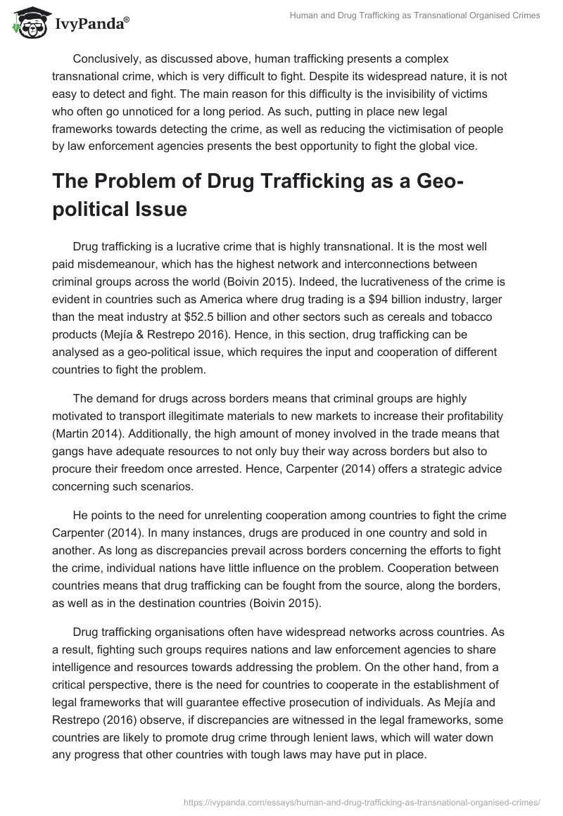 Human and Drug Trafficking as Transnational Organised Crimes. Page 5