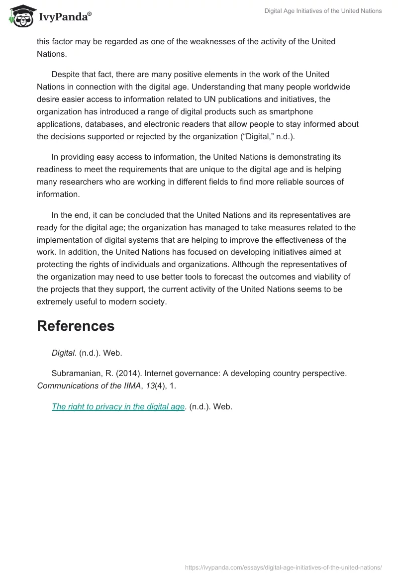 Digital Age Initiatives of the United Nations. Page 2