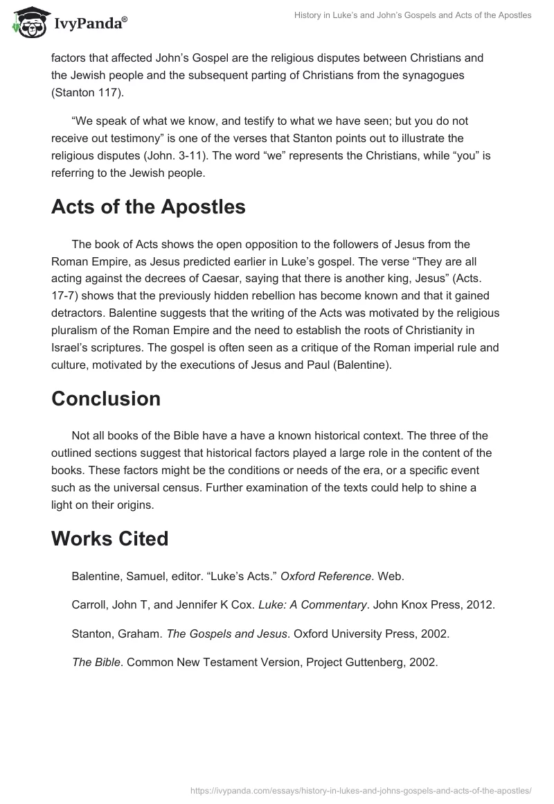 History in Luke’s and John’s Gospels and Acts of the Apostles. Page 2