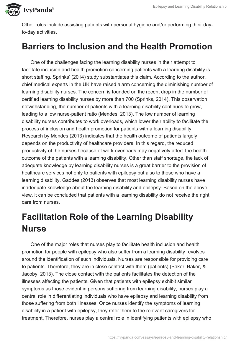 Epilepsy and Learning Disability Relationship. Page 3
