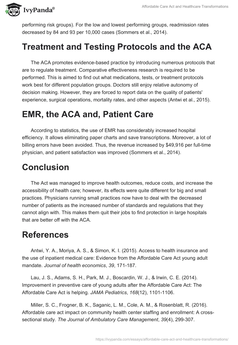 Affordable Care Act and Healthcare Transformations. Page 4