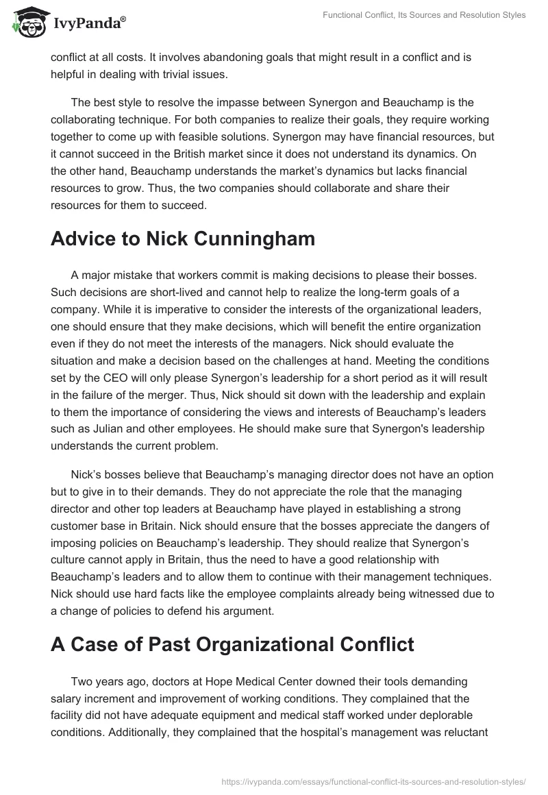 Functional Conflict, Its Sources and Resolution Styles. Page 3