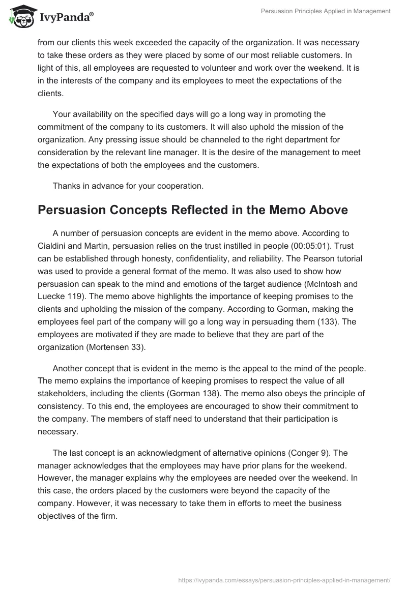 Persuasion Principles Applied in Management. Page 3