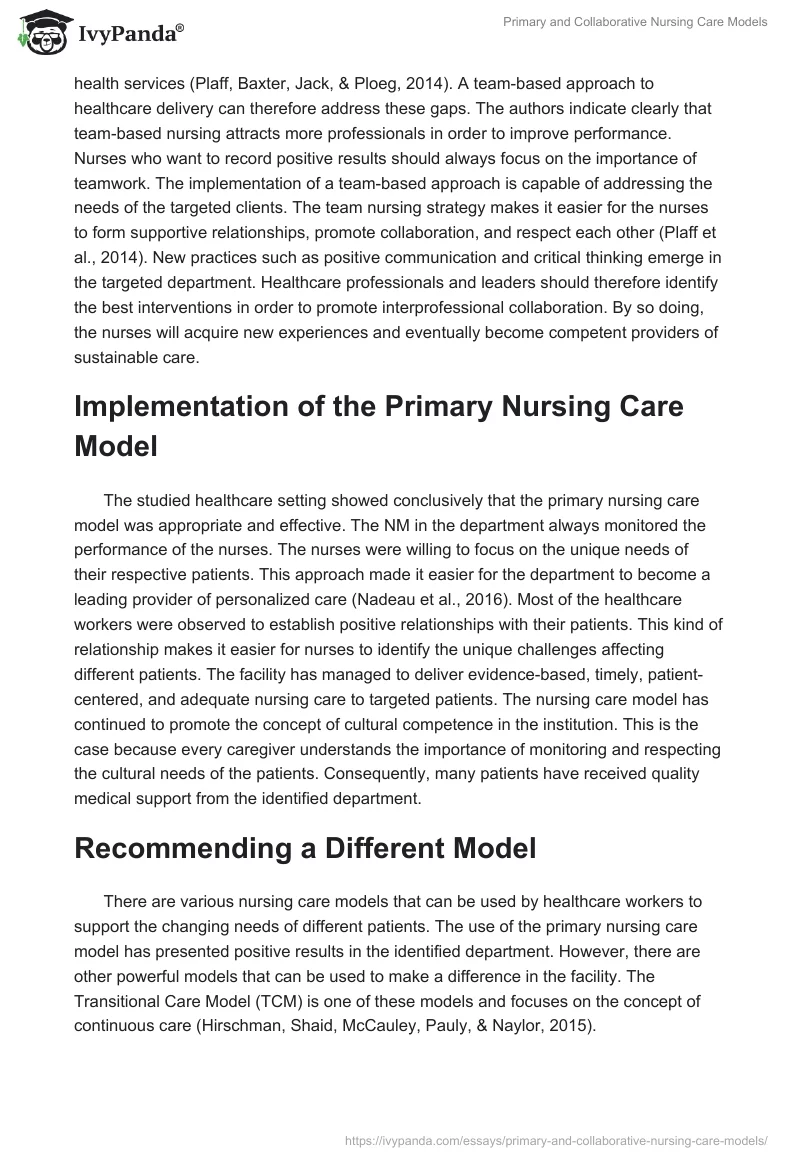 Primary and Collaborative Nursing Care Models. Page 3