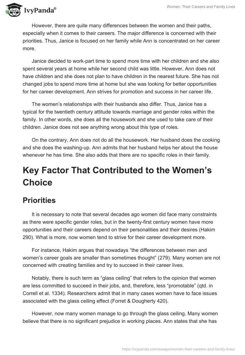 Women: Their Careers and Family Lives. Page 2