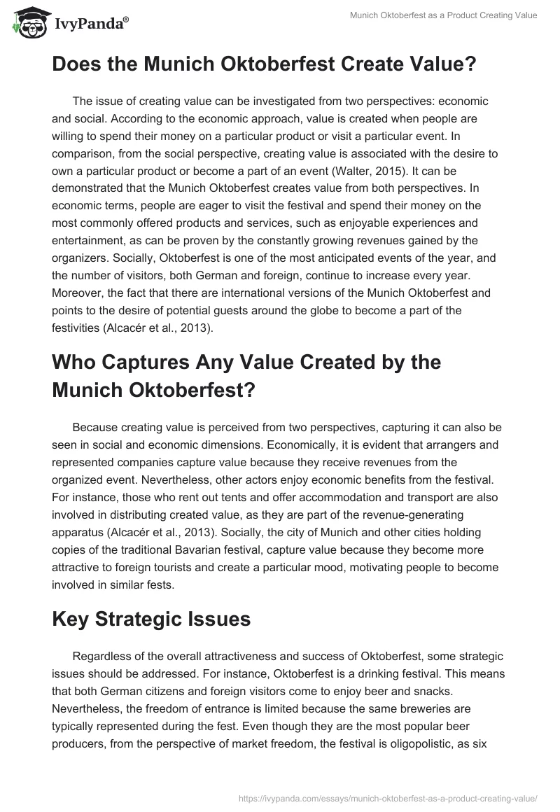 Munich Oktoberfest as a Product Creating Value. Page 2