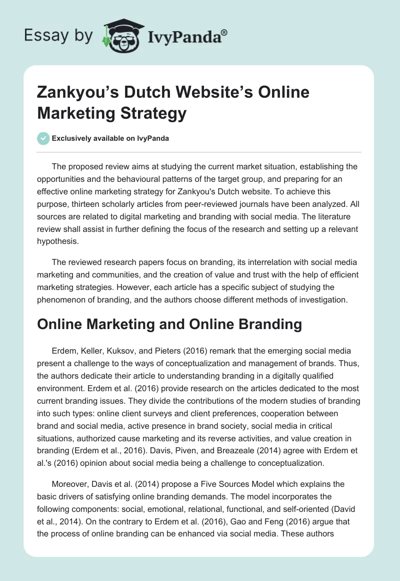 Zankyou’s Dutch Website’s Online Marketing Strategy. Page 1