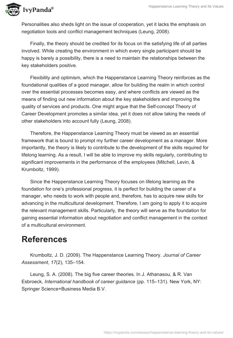 Happenstance Learning Theory and Its Values. Page 2