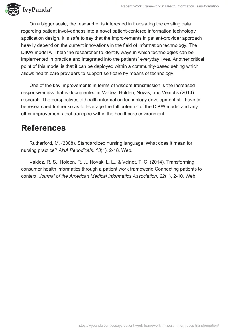 Patient Work Framework in Health Informatics Transformation. Page 3