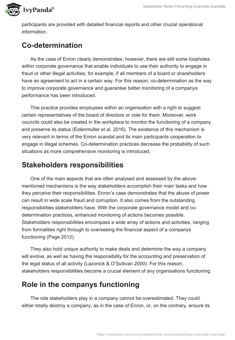 Stakeholder Model Preventing Corporate Scandals. Page 3