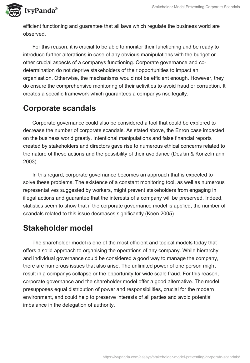 Stakeholder Model Preventing Corporate Scandals. Page 4