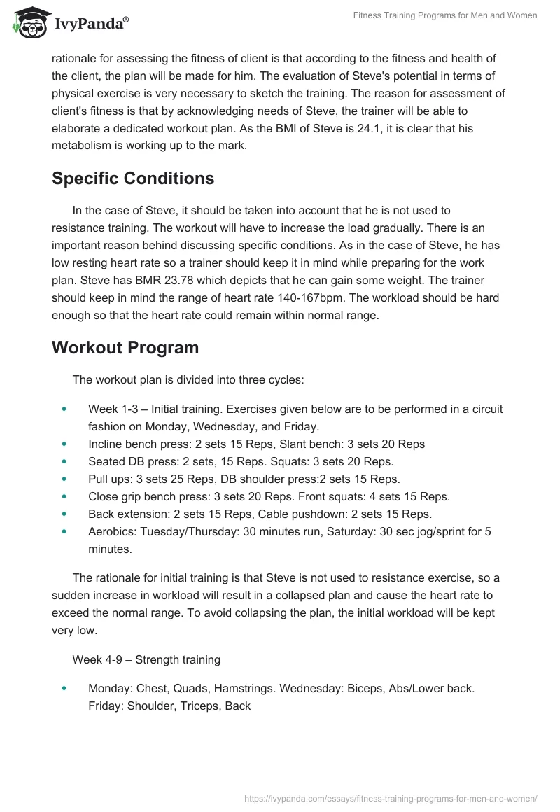 Fitness Training Programs for Men and Women. Page 2