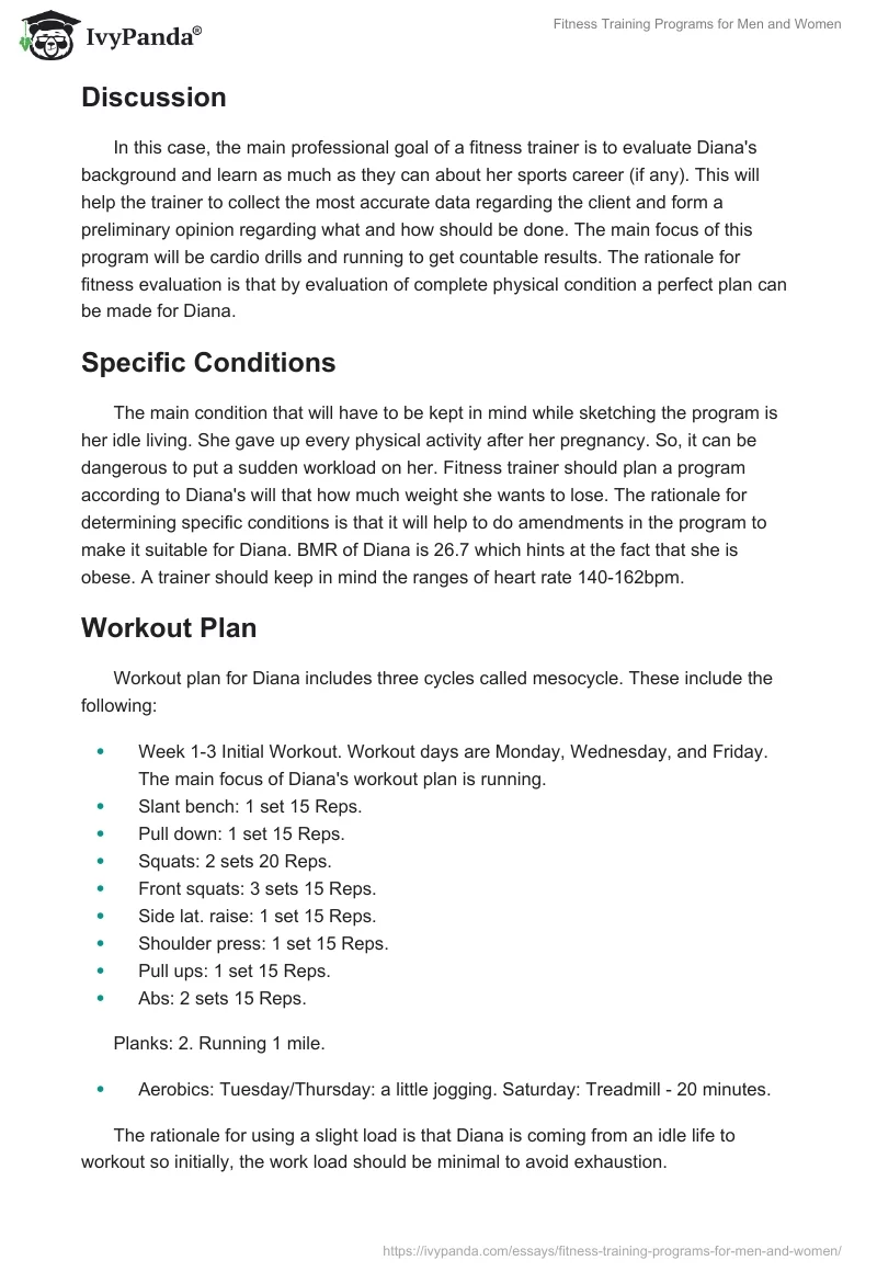 Fitness Training Programs for Men and Women. Page 5