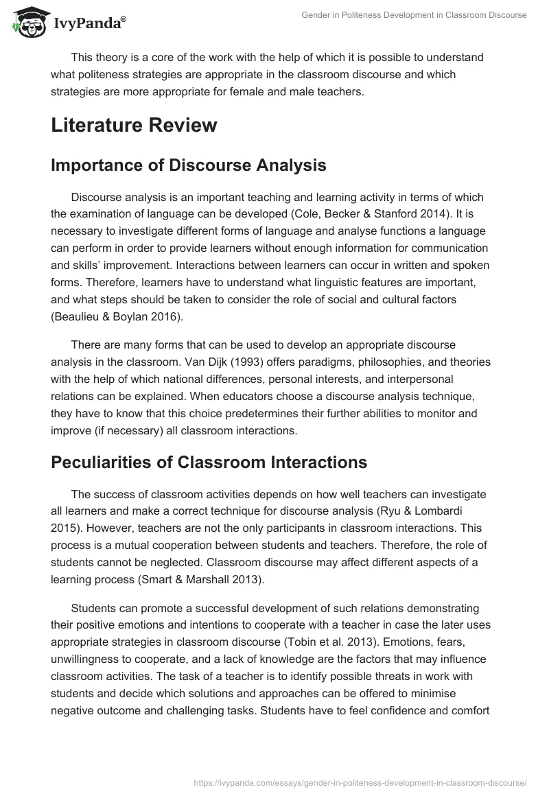Gender in Politeness Development in Classroom Discourse. Page 4