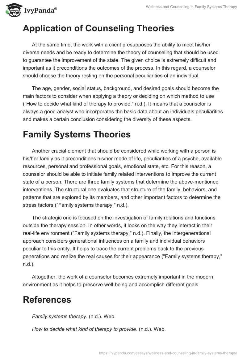 Wellness and Counseling in Family Systems Therapy. Page 2