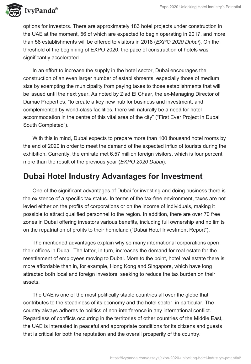 Expo 2020 Unlocking Hotel Industry's Potential. Page 3