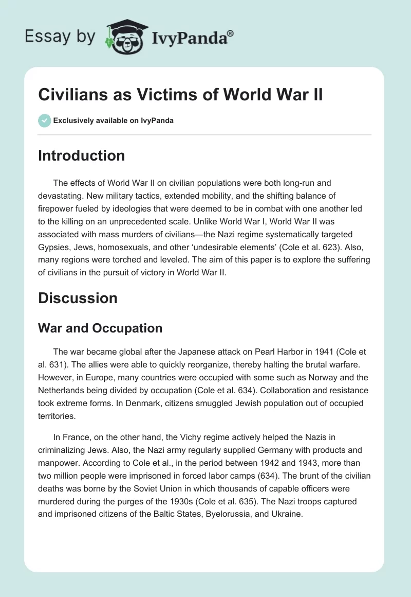Civilians as Victims of World War II. Page 1