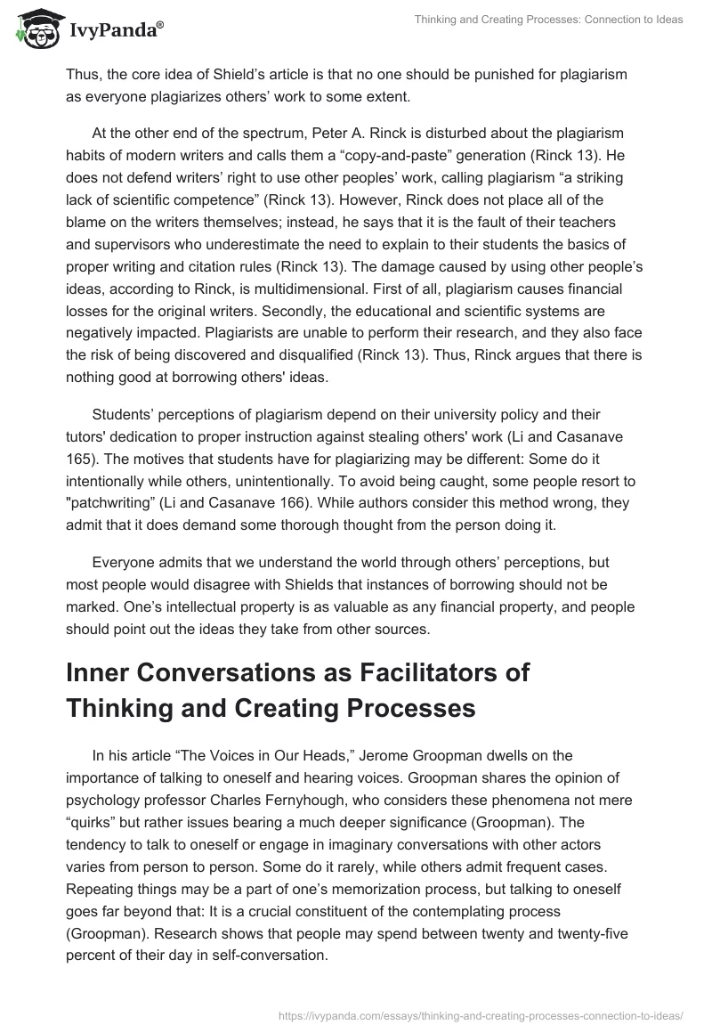 Thinking and Creating Processes: Connection to Ideas. Page 2
