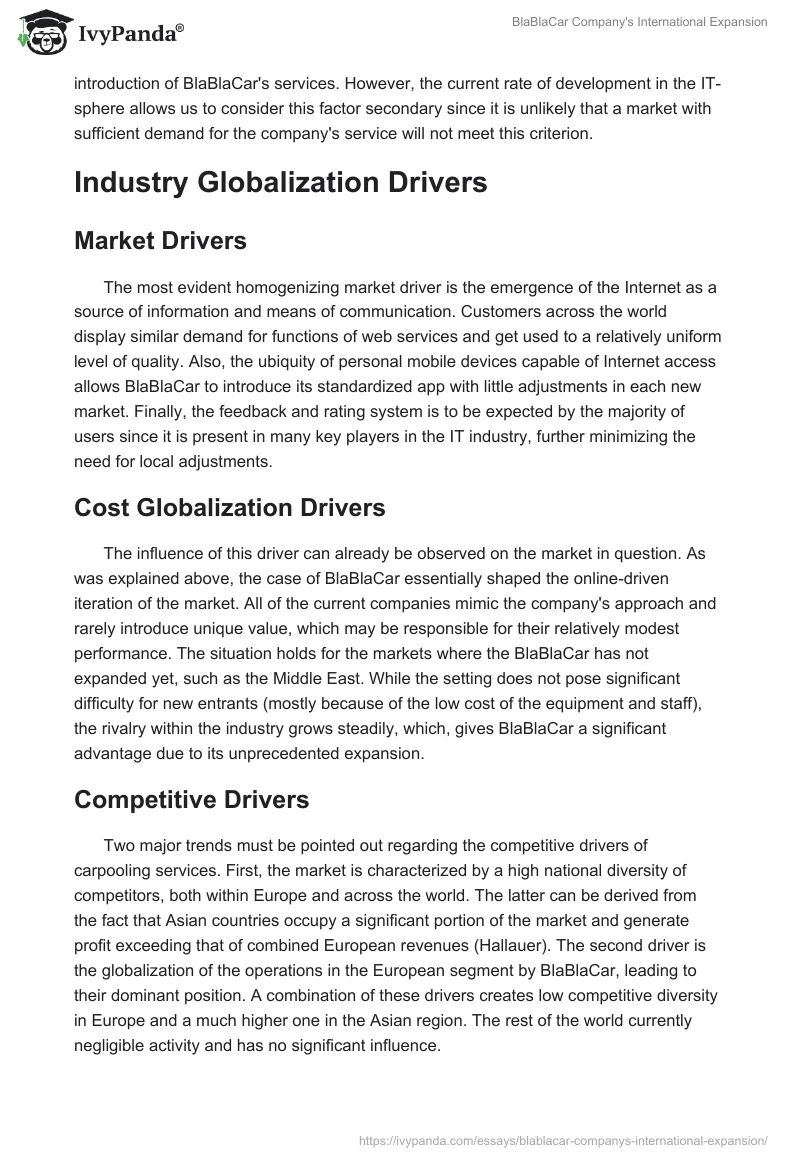 BlaBlaCar Company's International Expansion. Page 4