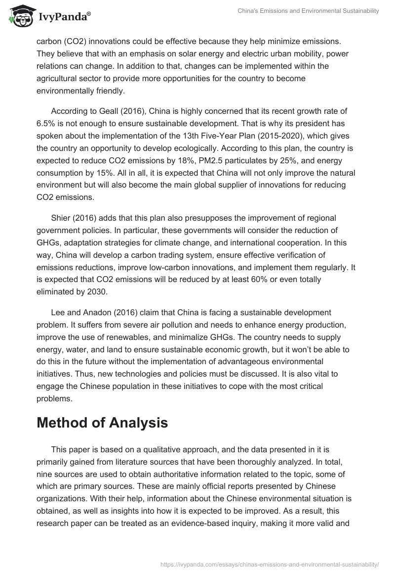 China's Emissions and Environmental Sustainability. Page 3
