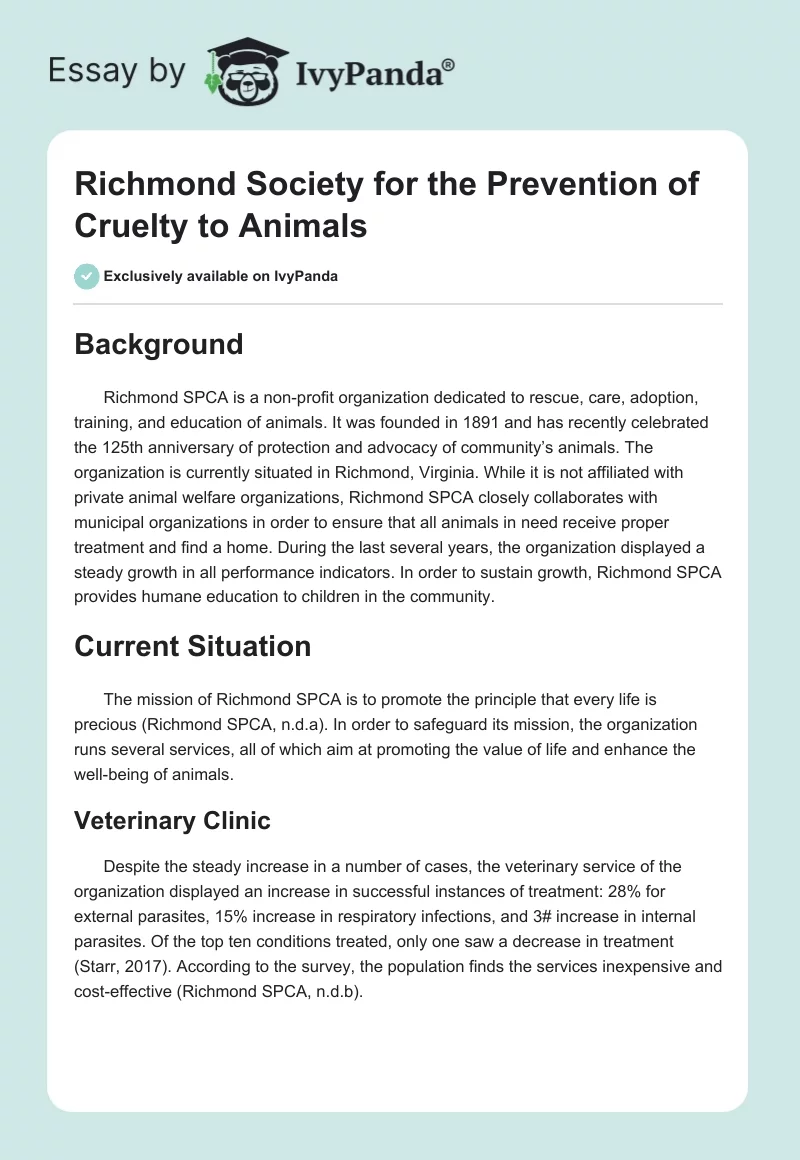 Richmond Society for the Prevention of Cruelty to Animals. Page 1