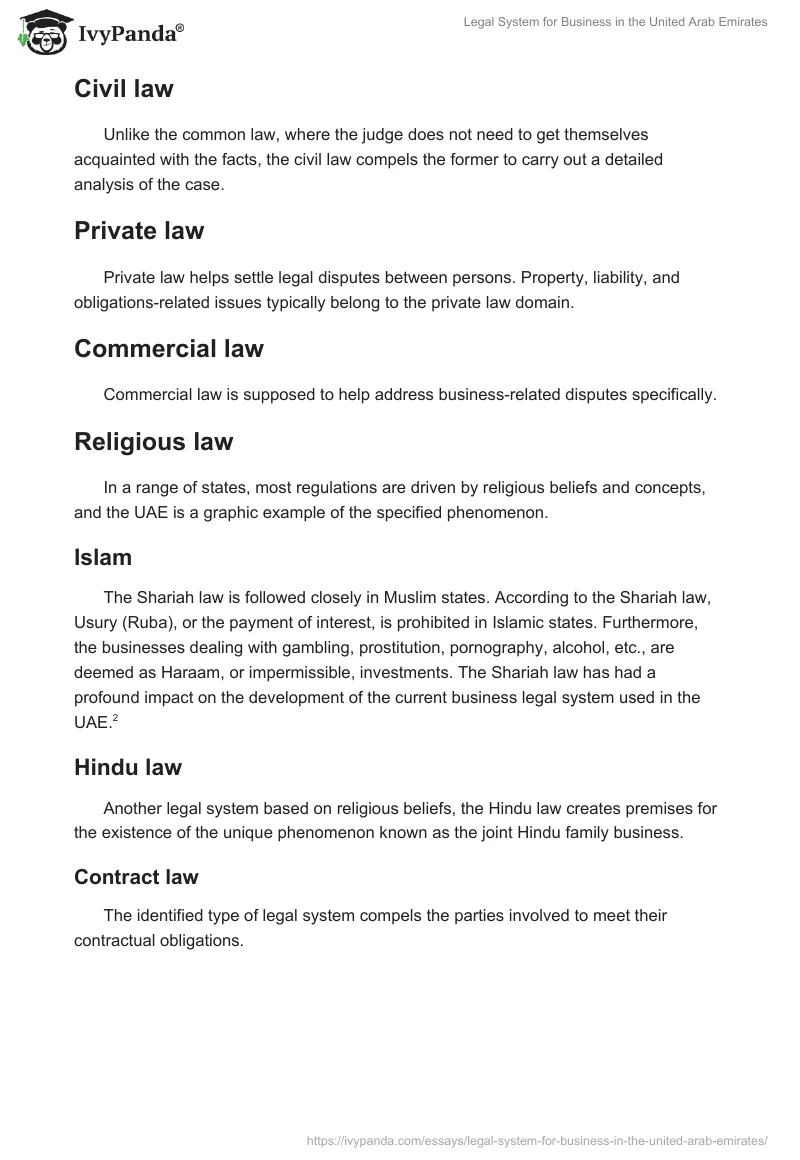 Legal System for Business in the United Arab Emirates. Page 2