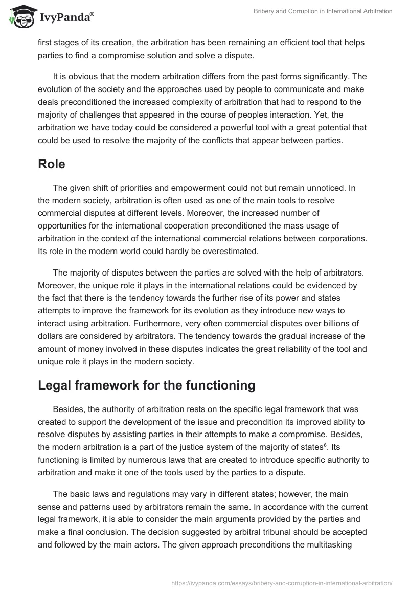 Bribery and Corruption in International Arbitration. Page 3