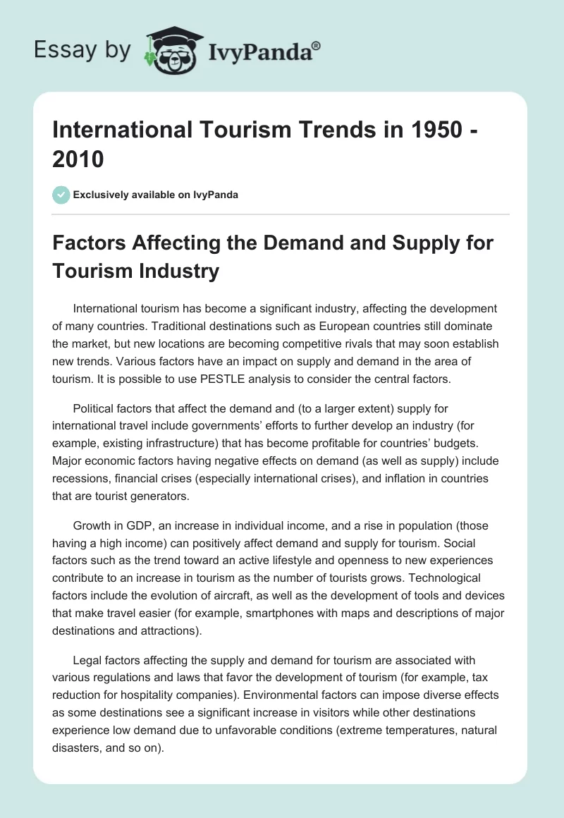 International Tourism Trends in 1950 -2010. Page 1