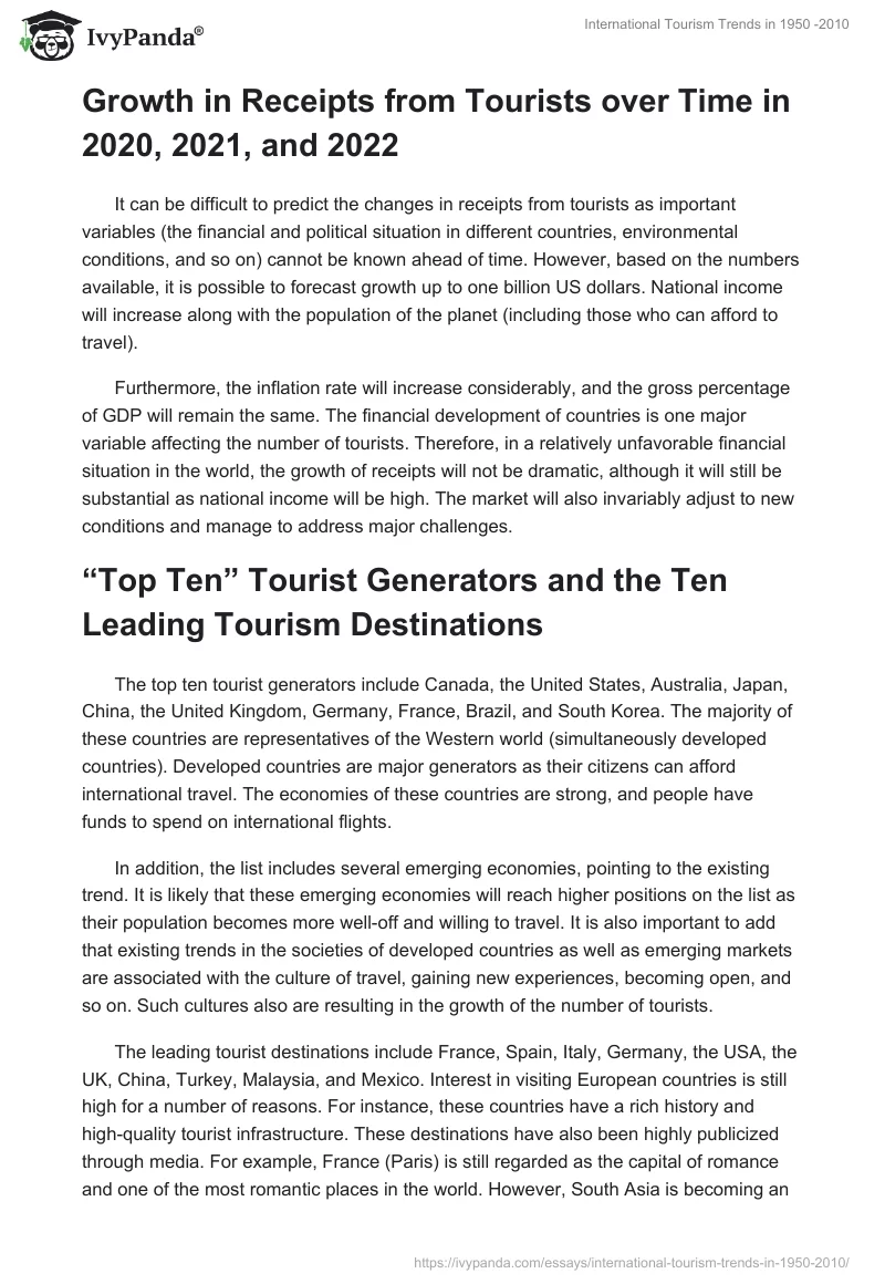 International Tourism Trends in 1950 -2010. Page 5
