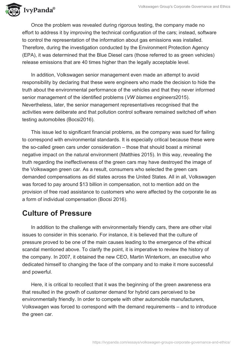 Volkswagen Group's Corporate Governance and Ethics. Page 4