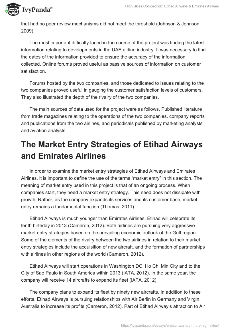High Skies Competition: Etihad Airways & Emirates Airlines. Page 4