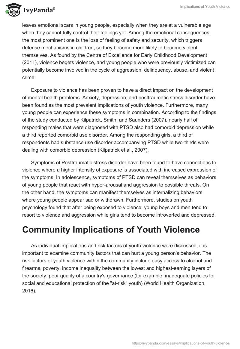 Implications of Youth Violence. Page 3