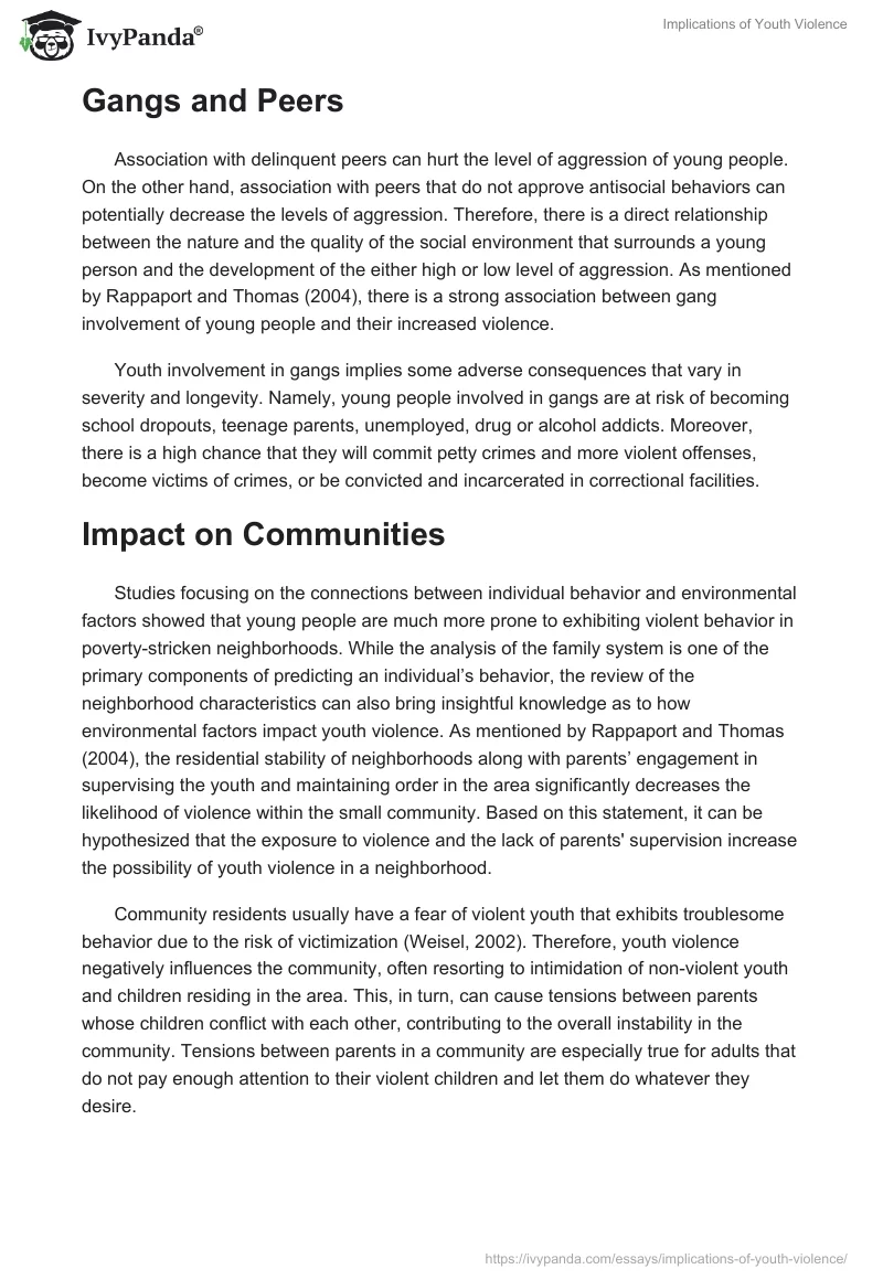 Implications of Youth Violence. Page 4