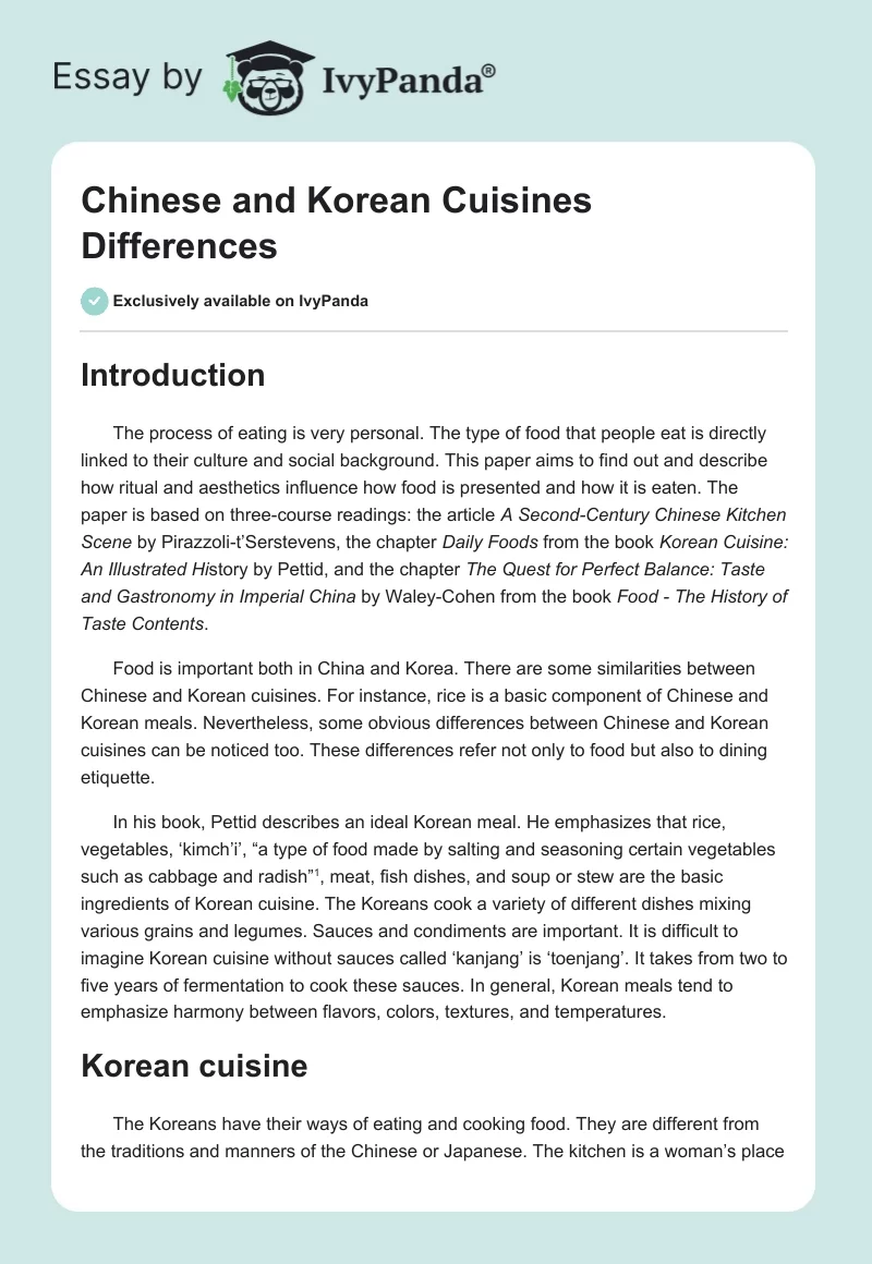 Chinese and Korean Cuisines Differences. Page 1
